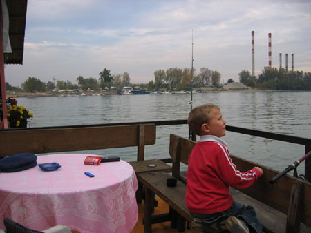 Floating riverside restaurant